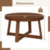Round coffee table with a 30-inch walnut tabletop and sturdy rubber wood legs, ideal for living room organization.