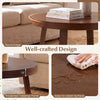 Round coffee table with a 30" walnut surface, thickened panel, and rubber wood legs, perfect for living room organization.