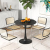 Round 31.5-inch black dining table with smooth surface and anti-slip PP ring, perfect for dining rooms or cafes.