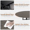 Rubber wood crossbars and smooth round edges of the gray round dining table ensure safety and stability for family.