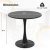 Round 31.5-inch black dining table with smooth surface, metal construction, and anti-slip PP ring for stability.