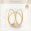 Round end table with gold metal frame and faux marble base, featuring a 24-inch tempered glass tabletop for stylish.