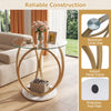 Round end table with tempered glass top and faux marble base, featuring a gold metal frame and protective foot pads.