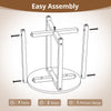 Round end table assembly diagram showcasing 7 parts and 2 steps for easy setup with acacia wood legs and faux marble top.