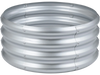 Round galvanized raised garden bed with open-ended base, featuring reinforced corrugated sidewalls for outdoor.