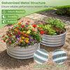 Round galvanized raised garden bed with open-ended base, featuring reinforced panels for durability and stability in.