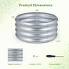 Round galvanized raised garden bed dimensions with six metal panels, screws, and screwdriver for easy assembly.