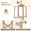 Round 42-inch glass dining table with a sturdy rubber wood frame, ideal for dining and entertaining up to 6 people.