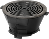 Round portable charcoal hibachi grill with 12-inch double-sided grate, crafted from heat-resistant cast iron for.