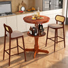 Round high top bar table with storage shelf in espresso, featuring a sturdy pedestal base and elegant design for.