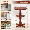 2-tier round high top bar table in espresso with storage shelf, ideal for kitchen or pub, featuring a sturdy pedestal.