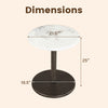 Round marble side table with a stone finish, featuring a black wooden pedestal, dimensions 21.5" x 25" x 19.5".