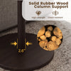 Solid rubber wood column support detail of round marble side table with stone finish, showcasing high-strength design.