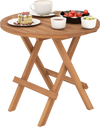 Round Patio Folding Coffee Table Indonesia Teak Wood with Slatted Tabletop