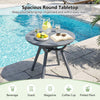 Round patio storage side table with 20" tabletop, made from premium PP and ABS, perfect for poolside or balcony use.
