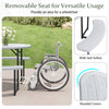Round picnic table bench set with 4 benches, waterproof HDPE surface, and umbrella hole for outdoor patio use.