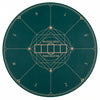 Round poker mat for Texas Hold'em, 40-inch green layout with durable high-density fabric, ideal for portable gaming.
