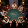Round poker mat for Texas Hold'em, 47", green, with rubber base and carrying bag, perfect for 6-8 players.
