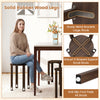 Round portable wood nesting stools with locking casters, walnut finish, ideal for small spaces and easy mobility.
