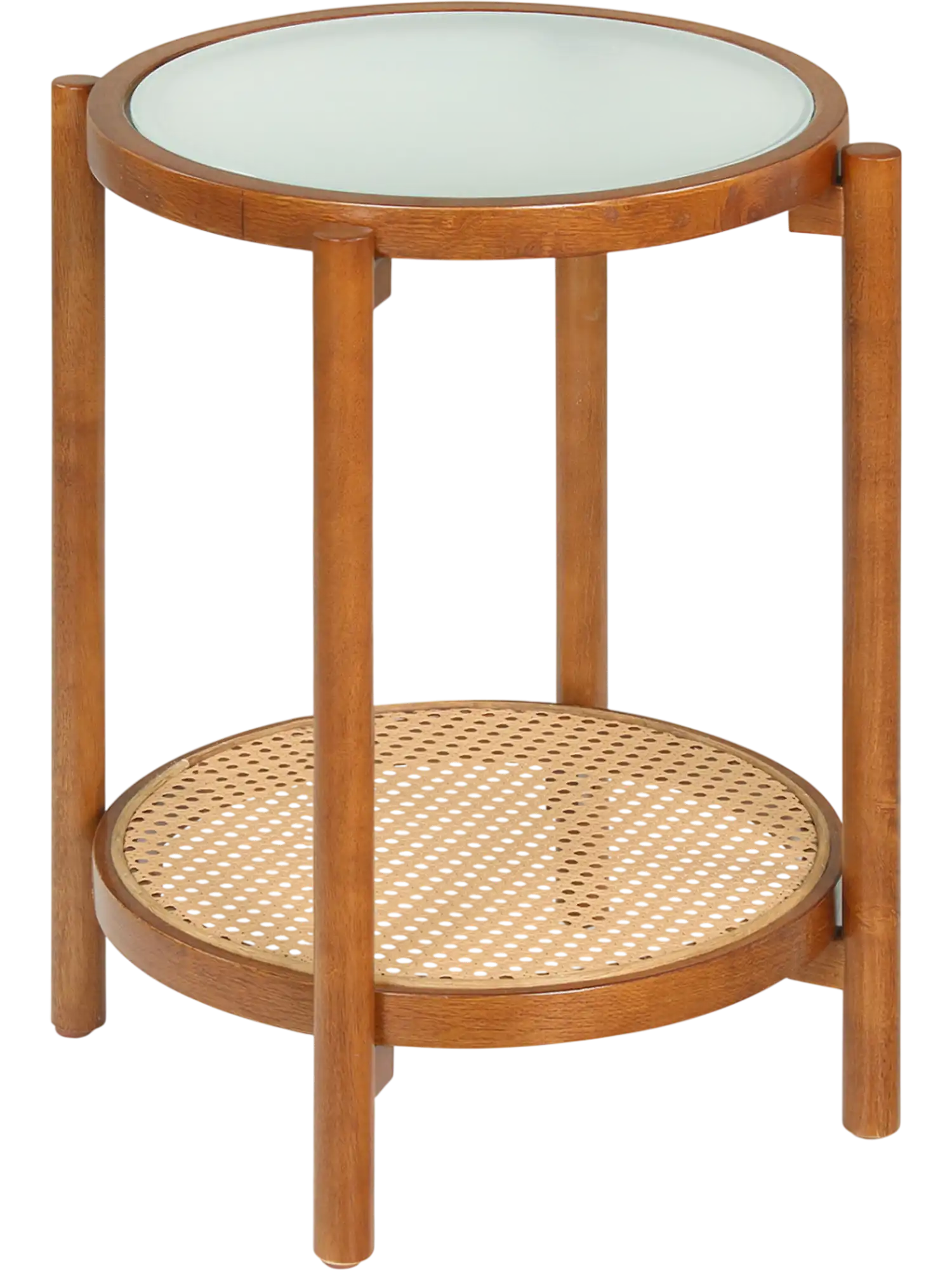 Costway 2-Tier Round Boho Side End Table Tempered Glass Top 22144270 New