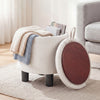 Round Storage Ottoman Linen Fabric Upholstered Footrest Stool-Beige - Gallery View 1 of 10