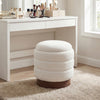 Round Storage Ottoman with Acacia Wood Frame for Living Room-White - Gallery View 1 of 10