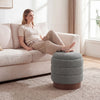 Round Storage Ottoman with Acacia Wood Frame for Living Room-Gray - Gallery View 1 of 11