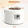 Round terrazzo propane gas fire pit with lava rocks, featuring adjustable flame control and protective PVC cover for.