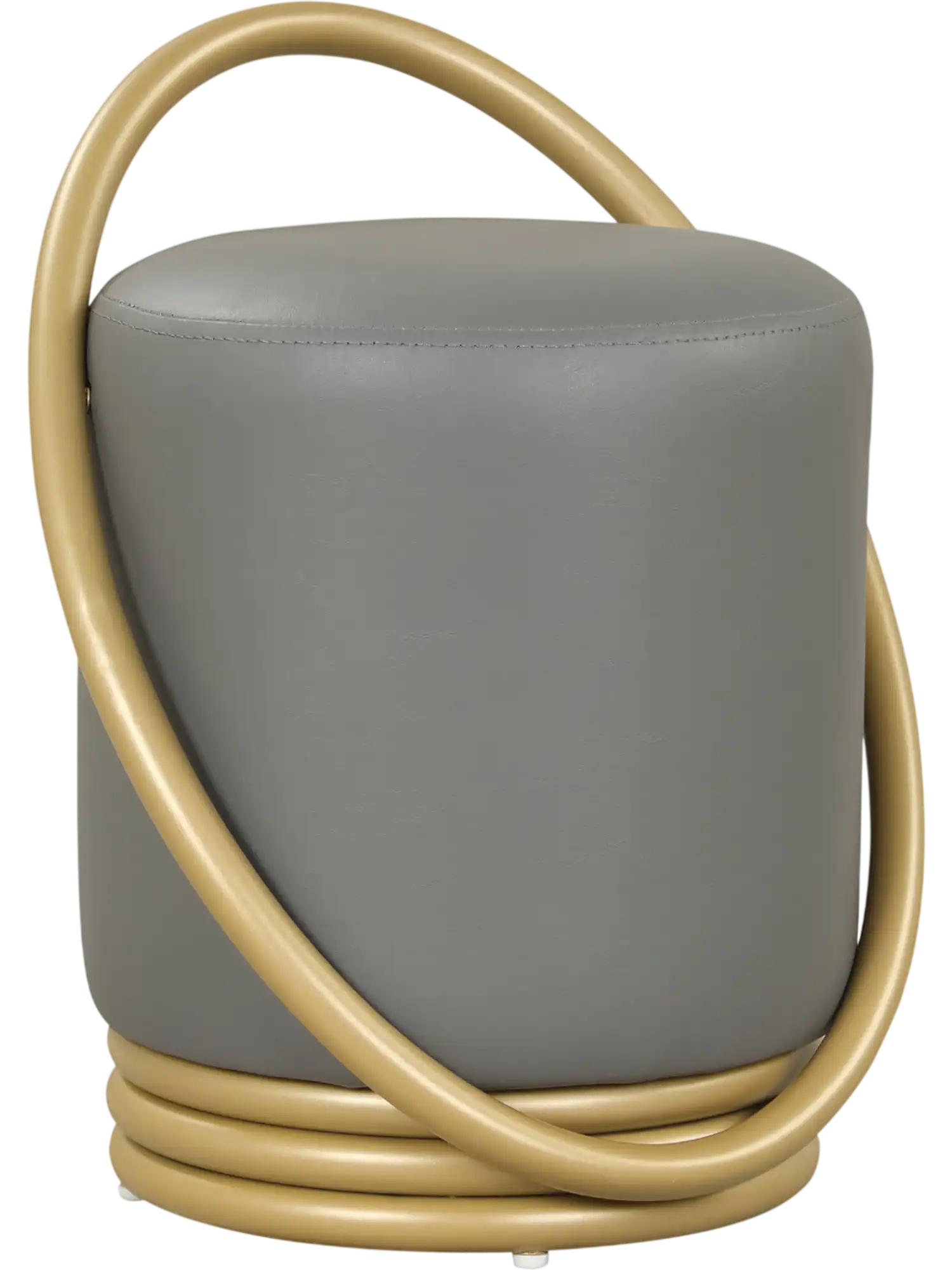Costway Round Vanity Stool Faux Leather Gold Halo Ottoman 78248200 New