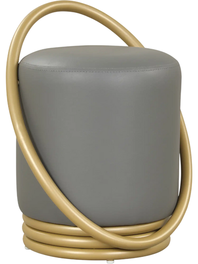 Costway Round Vanity Stool Faux Leather Gold Halo Ottoman 78248200 New
