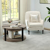Round 2-tier center table in gray rubber wood with spacious tabletop and lower storage shelf, ideal for living rooms.