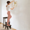 3-in-1 Rubber Wood 3 Tier Folding Step Stool Ladder Storage Shelf-Brown - Gallery View 1 of 10