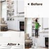 3-tier folding step stool in white, made of premium rubber wood, ideal for reaching high places and versatile storage.