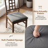 Brown rubber wood dining chair with lattice back, featuring soft padded sponge and skin-friendly fabric for comfort.
