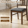 Brown rubber wood dining chair with lattice backrest, padded seat, and reinforced crossbars for added stability.