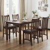 Brown rubber wood dining chairs set of 4 with slat backrest, perfect for kitchen or dining room use.