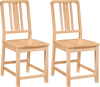 Natural rubber wood dining chairs set of 2 with ergonomic hollowed backrest for comfortable seating.
