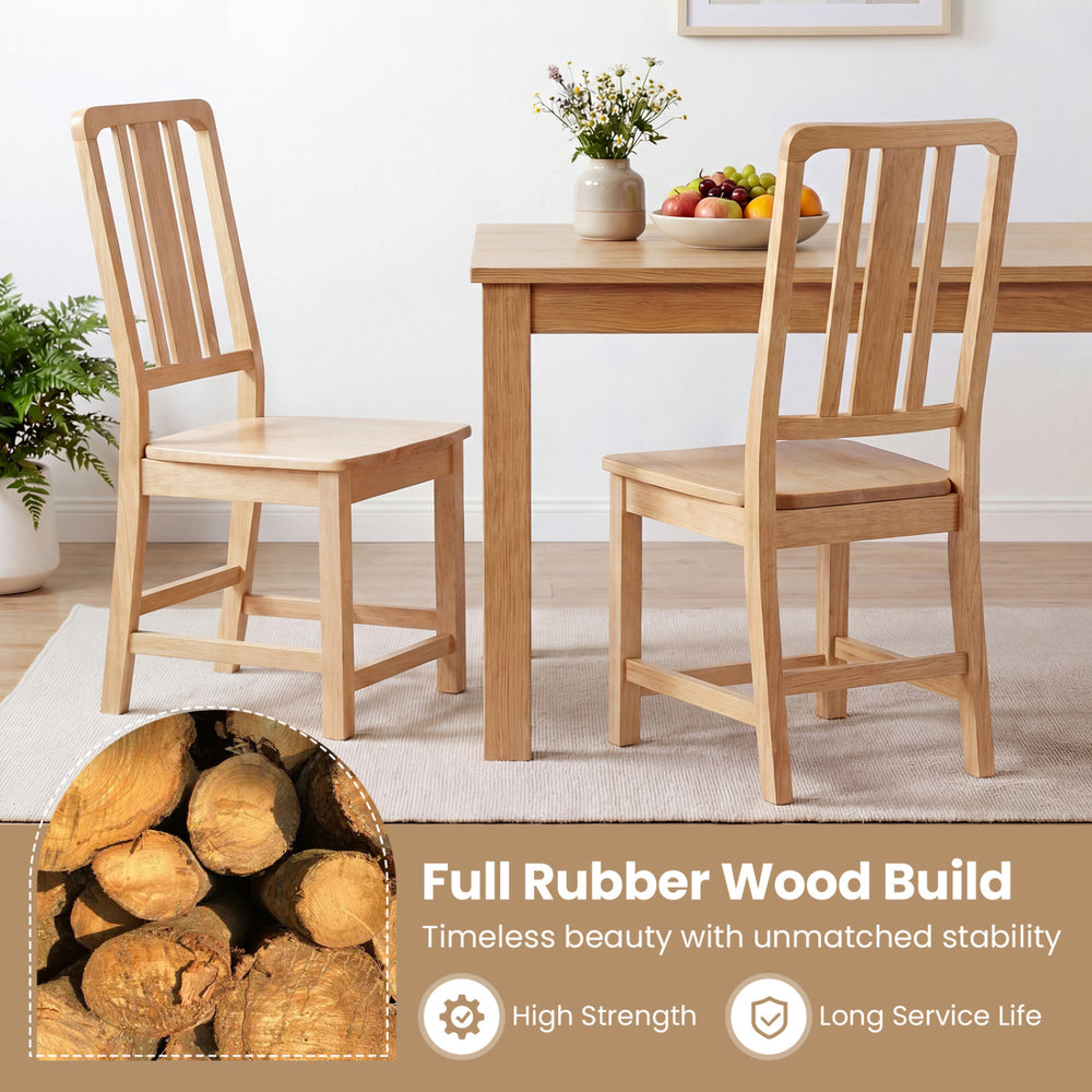 Natural rubber wood dining chairs set of 4 with hollowed backrest, showcasing ergonomic design for comfort and.
