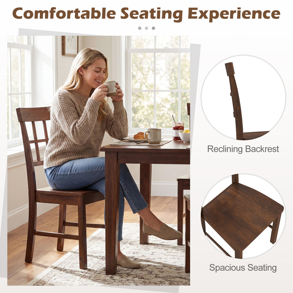 Brown rubber wood dining chair with high backrest, showcasing spacious seating for comfortable dining experiences.
