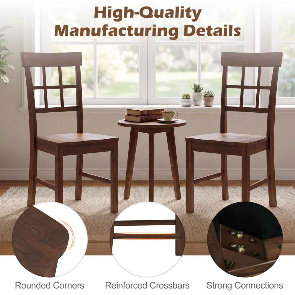 Rubber wood dining chairs set of 4 with high backrests, showcasing rounded corners and strong connections in brown.
