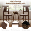 Rubber wood dining chairs set of 4 with high slat backrests in brown, showcasing rounded corners and strong connections.