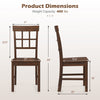 Side view of a brown rubber wood dining chair with lattice backrest, dimensions 20.5" H, 17" W, suitable for dining or.