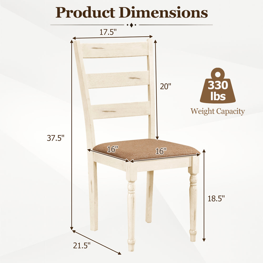 Rubber wood dining chair with padded linen seat, slatted backrest, and ergonomic design for comfortable seating.