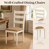 Rubber wood dining chair with slatted backrest and padded linen seat, perfect for dining room or living room use.