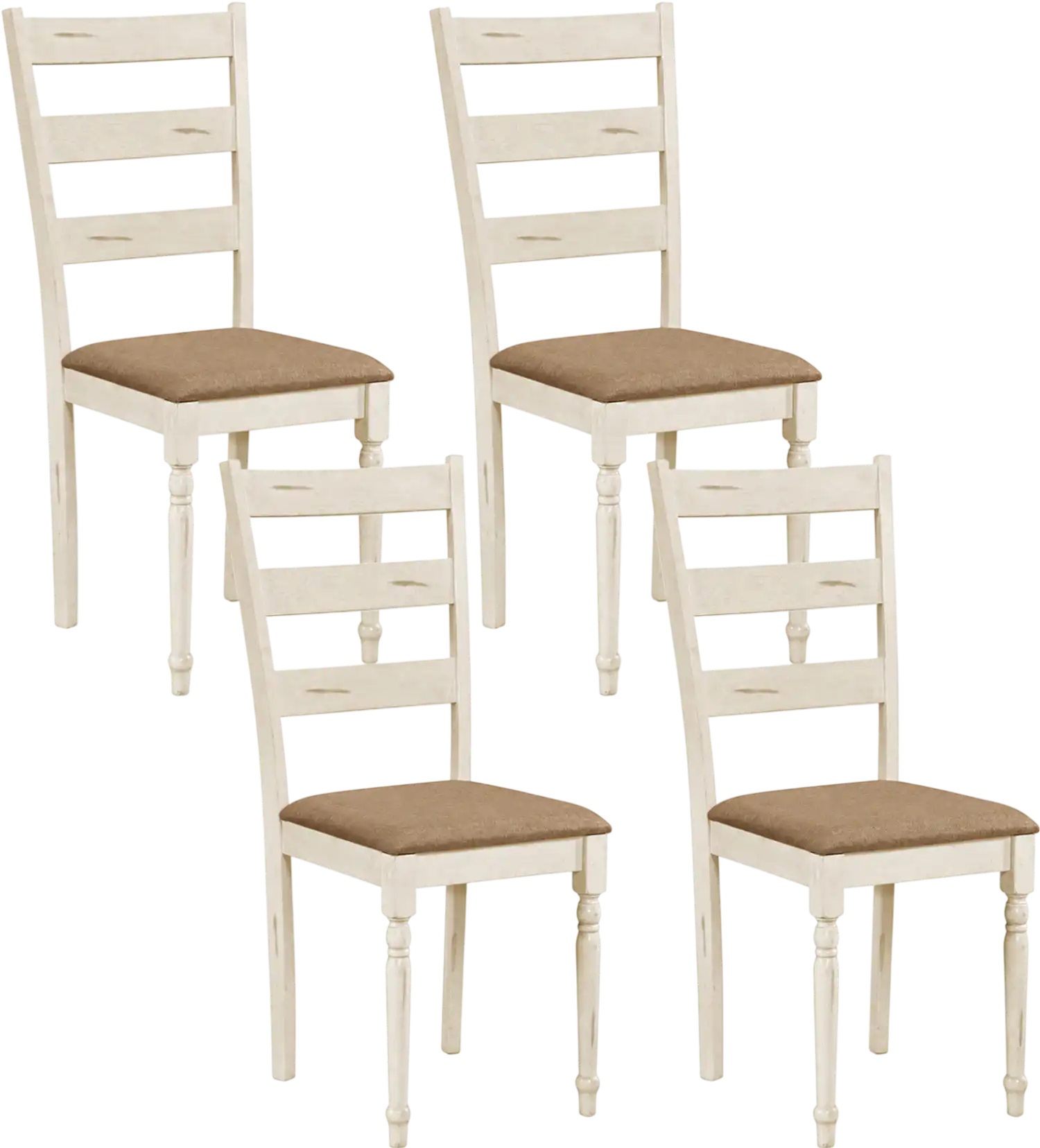 Costway Rubber Wood Dining Chairs Set of 4 Padded Linen Seat Slatted Back 57261543 New