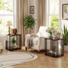 Rubber wood side table set of 2 with metal frame and 2-layer storage shelves, perfect for living room or bedroom use.