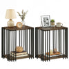 Rubber wood side table set of 2 with metal frame, featuring 2-layer storage shelves for living room or bedroom use.