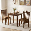 Brown rubber wood slat back dining chairs set of 2 with cushioned seats, perfect for comfortable family meals.