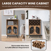 2-door farmhouse kitchen storage bar cabinet in rustic brown with 11-bottle wine rack and glass holder for versatile.