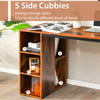 Computer desk featuring 5 side cubbies in rustic brown, providing ample storage for office essentials and a spacious.